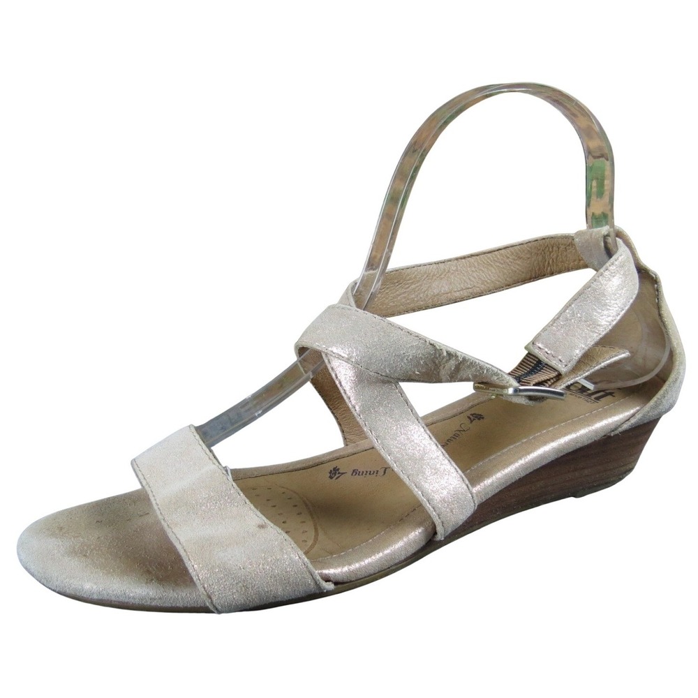 Söfft Innis Women's 9 Wide Gold Platino Leather Wedge Sandals Comfort Strappy